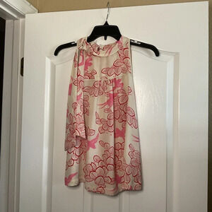 Anthropology Maeve Floral Bow‎ Neck Blouse Size 0- Great Condition